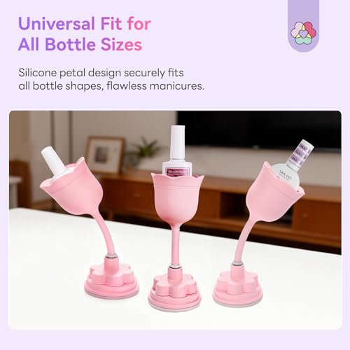 SAVILAND Rotatable Nail Polish Holder with Silicone Petal Design for Manicure DIY