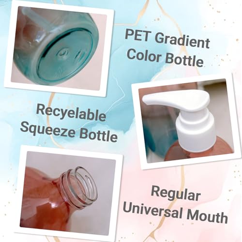 Gradient Plastic Pump Bottles 500ml - 3 Pack with Labels