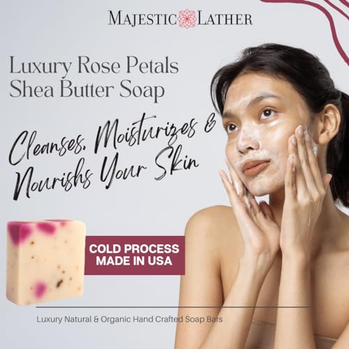 Majestic Lather Rose Petals Luxury Bar Soap - Moisturizing Face & Body