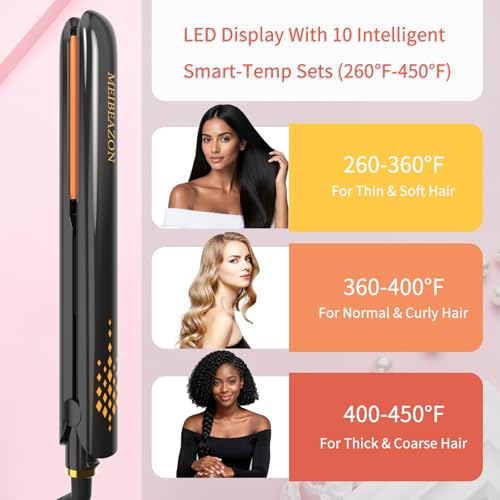 MEIBEAZON 2-in-1 Hair Straightener & Curler - Wet to Dry Ceramic Plates