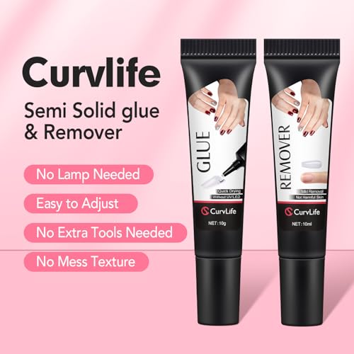 CurvLife Semi-Solid Nail Glue & Pinpoint Nail Glue Remover Kit