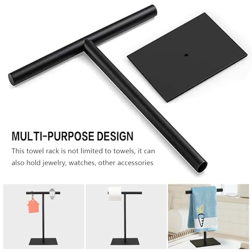 Stainless Steel Hand Towel Rack Stand - T-Shape Design, Black