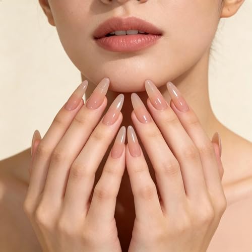 Nude Almond Press-On Nails - Salon Quality, 24 Pc Natural Look & Easy Application