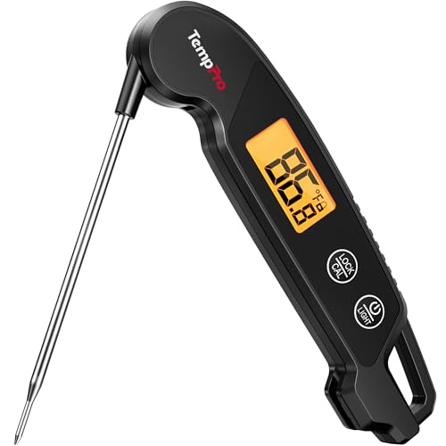 TempPro Instant Read Meat Thermometer - 1 Sec Digital Kitchen Thermometer with Backlight, Waterproof & Calibration