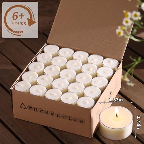 25-Pack Soy Tealight Candles - 6 Hour Clean Burn, Unscented