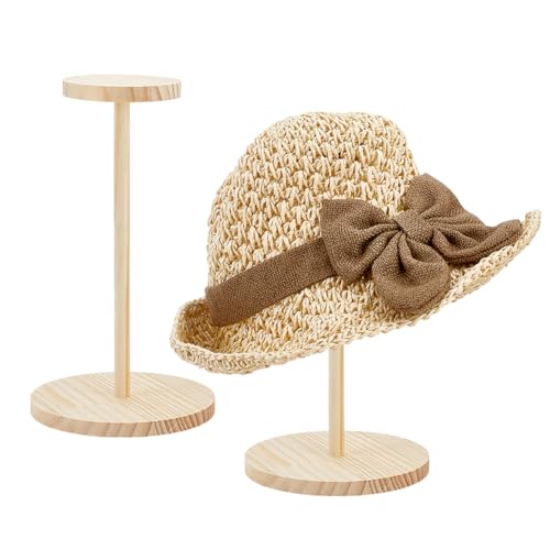 PH PandaHall Wooden Hat Display Stand - 2 Set Non-Slip Rack