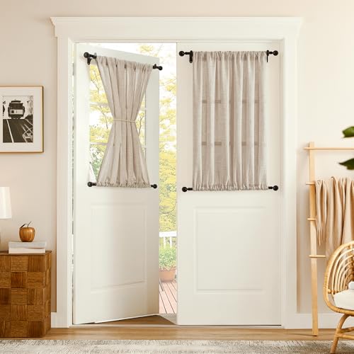 Tollpiz Semi-Sheer Linen Door Curtain Panel - 25x40" Natural