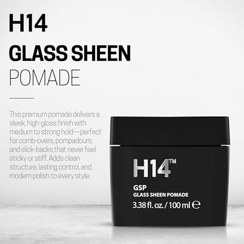 H14 Glass Sheen Pomade for Men – Water-Based High Shine Hair Styling Paste