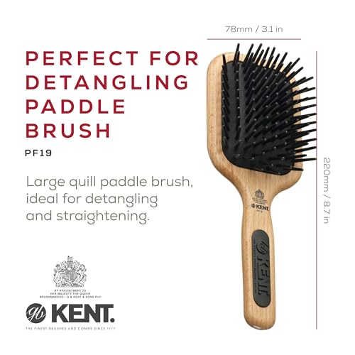 Kent PF19 Beechwood Paddle Brush - Scalp Massager & Detangler