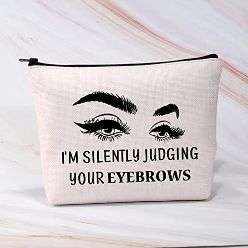 Funny Makeup Artist Gift - Judging Your Eyebrows Canvas Makeup Bag