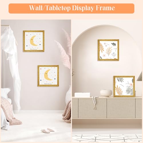 7x7 Inch Solid Wood Picture Frame - Gold Ornate Display