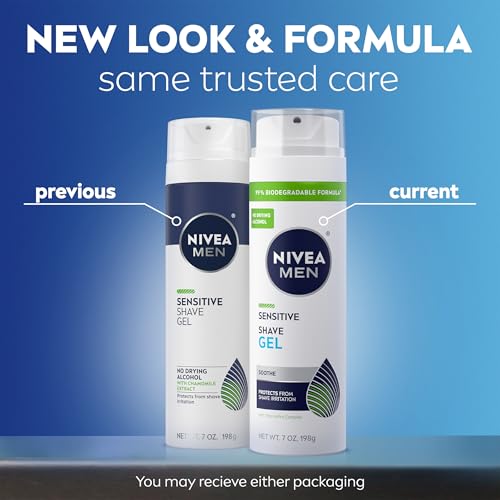 NIVEA MEN Sensitive Shave Gel - Alcohol-Free, 3-Pack, 7 oz