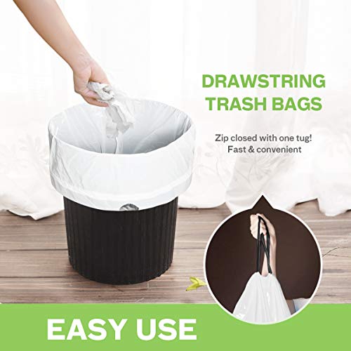 Teivio 3-Gallon Drawstring Trash Bags - 140 Count, Leak-Proof