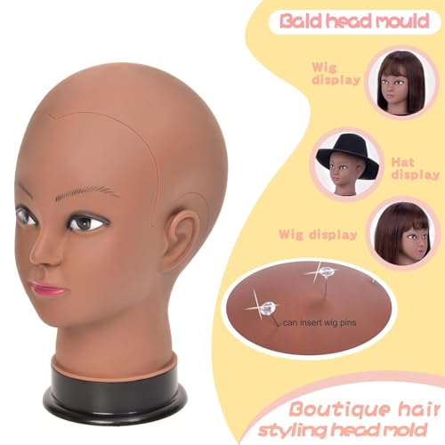 22-Inch Bald Female Mannequin Head for Wig Making, Styling, and Display
