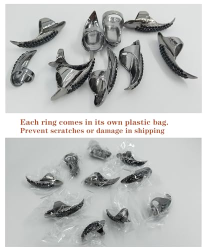Bestga Black Halloween Crystal Claw Rings Cat Wolf Cosplay Paw Nails Set