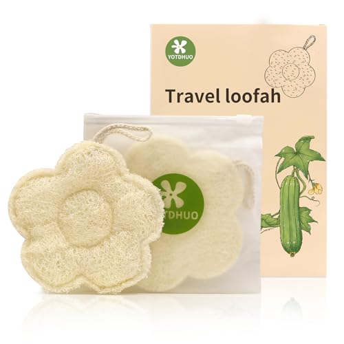Travel Loofah Sponge - 100% Egyptian Exfoliating Bath Accessory (2 Pack)