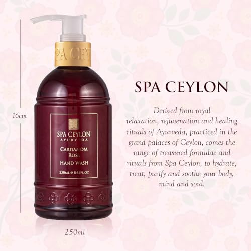 SPA CEYLON Cardamom Rose Hand Wash 8.45 Fl Oz - Hydrating Liquid Soap with Aloe Vera & Coconut