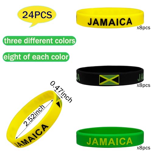 24Pcs Jamaican Rubber Bracelets - Independence Day Party Favors