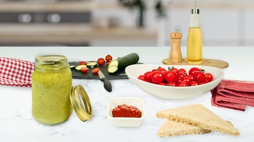 Tecnocap Wide Mouth Canning Lids & Bands - 12 Sets Red Gold