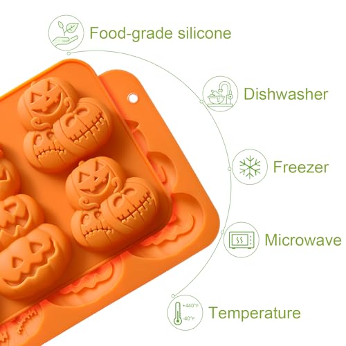 2-Pack 3D Pumpkin Silicone Molds for Halloween Baking
