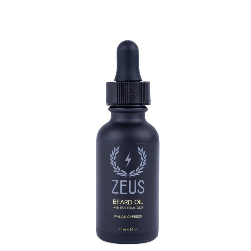 ZEUS Natural Beard Oil for Men, Premium Grooming Oil to Soften, Hydrate, Condition & Control Frizz in Beard and Mustache (Made in USA) Italian Cypress