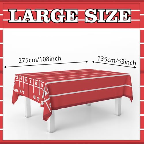 53x108 Inch Sports Tablecloth - Running Track Theme for Parties