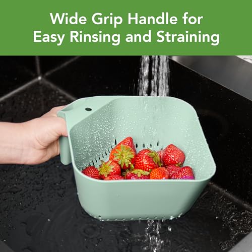 Tovolo 3 Quart Square Colander with Handle - BPA Free Strainer for Pasta & Veggies