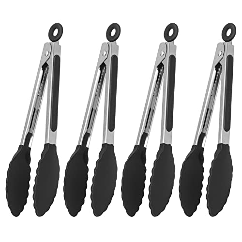 Premium Stainless Steel Kitchen Tongs - Heat Resistant, 7-Inch, 4-Pack