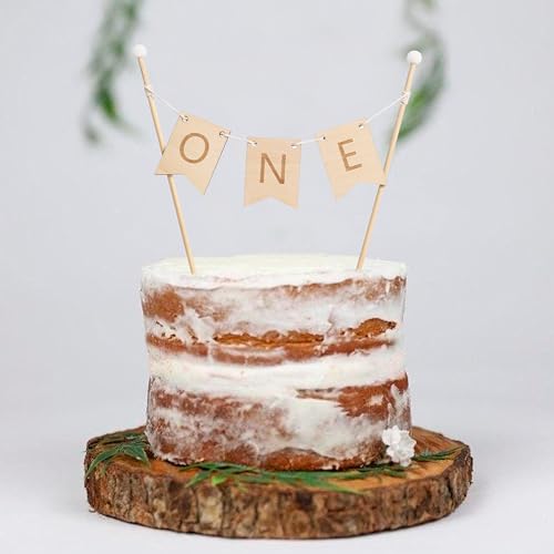 Wooden First Birthday Cake Topper - Rustic Party Decoration