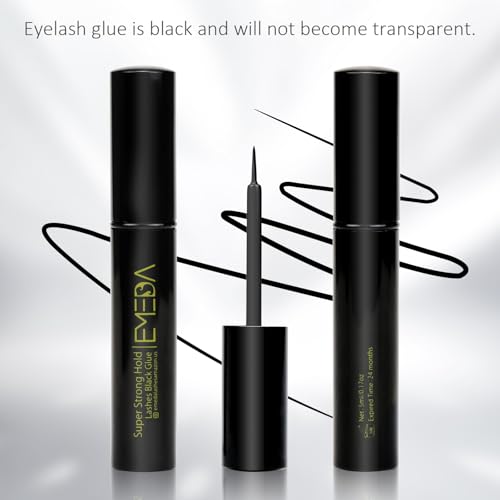 EMEDA Strong Hold Lash Glue Black 2pcs — Hypoallergenic Waterproof Eyelash Adhesive, Fast Drying