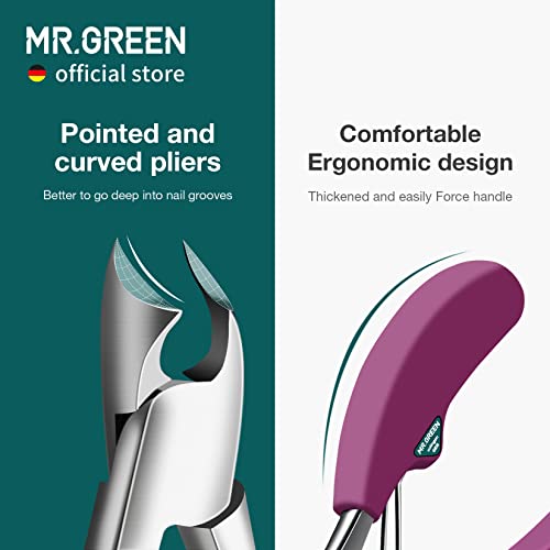 MR.GREEN Purple Toenail Clipper - Stainless Steel Ingrown Nail Cutter