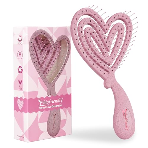 Biofriendly Heart-Shaped Mini Detangling Hair Brush - Travel Size