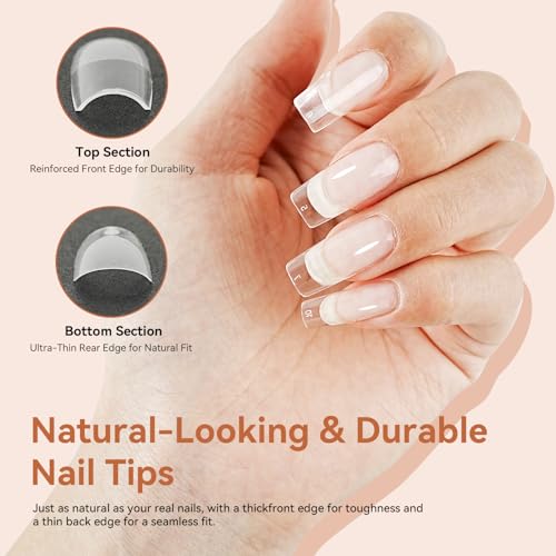 JODSONE Square Nail Tips Gel Nail Kit with Mini UV Lamp - 480PCS