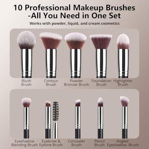BEAKEY Makeup Brushes Set, Professional Foundation Eyeshadow Concealer Blush Powder Bronzer Applicator, 2 Blender Sponge with Beauty Paper Case