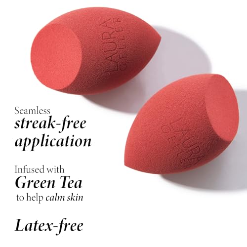 LAURA GELLER Full Face Makeup Blending Sponge Set 16, Teardrop Shape, Liquid Foundation & Concealer Applicator
