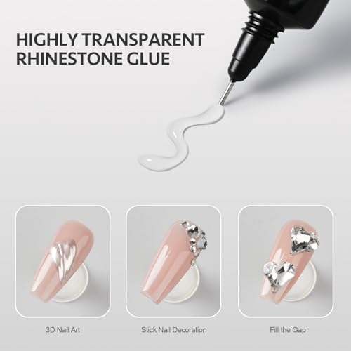 GAOY Rhinestone Nail Art Glue - Super Strong 3D Gel for Charms