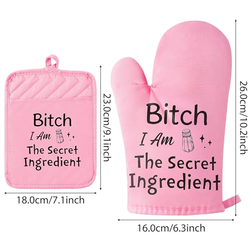 GROBRO7 6-Piece Funny Oven Mitts & Pot Holders Set - I Am The Secret Ingredient