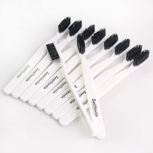 Zenithsmile Manual Toothbrushes - 10 Pack, Super Hard Bristles (White)