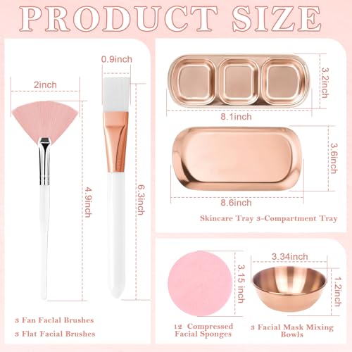 23-Piece Rose Gold Esthetician Facial Skincare Tool & Mixing Bowl Set