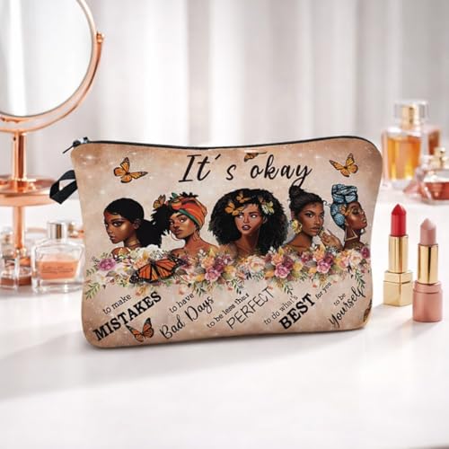Black Girl Inspirational Makeup Bag – Melanin Beauty Travel Pouch