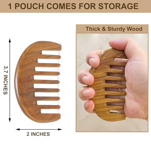 Wide Tooth Wooden Comb for Scalp Massage – Green Sandalwood