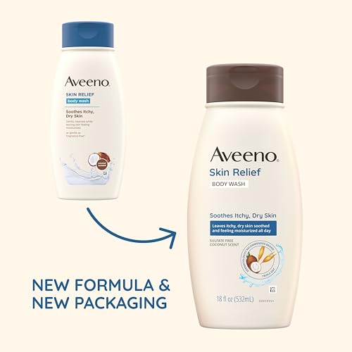 Aveeno Skin Relief Body Wash with Coconut Scent, 12 fl oz - Gentle Cleanser for Dry & Sensitive Skin