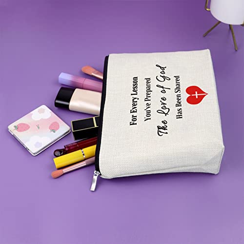3PCS Beige Christian Makeup Bag - Teacher Appreciation Gifts