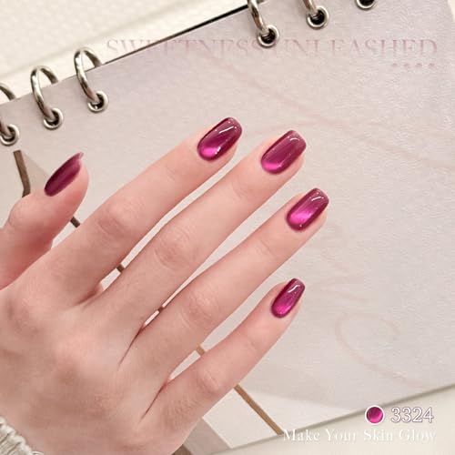 GAOY Cat Eye Gel Nail Polish Set - 6 Colors with Magnet, Holographic Glitter