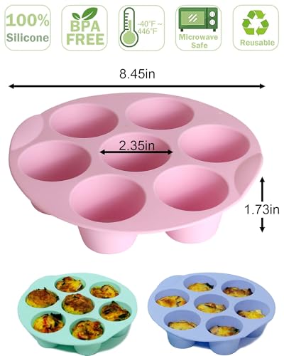Silicone Egg Bite Molds - 3 Pack Non-Stick Muffin Pan for Air Fryer