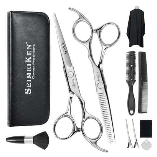 Hair Cutting Scissors Kit ? 10PCS Professional Hair Shears Set - 6.0 Inch Haircut Scissors - Hairdressing Shears Thinning Scissors for Salon & Home Use