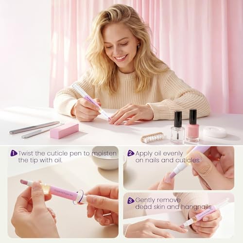 2-in-1 Ceramic Cuticle Oil Pusher Pen for Nail Care - 2ml
