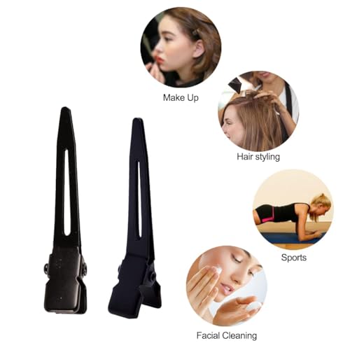 BetterJonny 100 Pack Black Single Prong Curl Hair Clips 1.75 Inch for Salon & DIY
