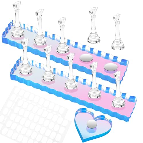 Heart Shaped Acrylic Nail Stand for Press On Nails - 2pcs Kit