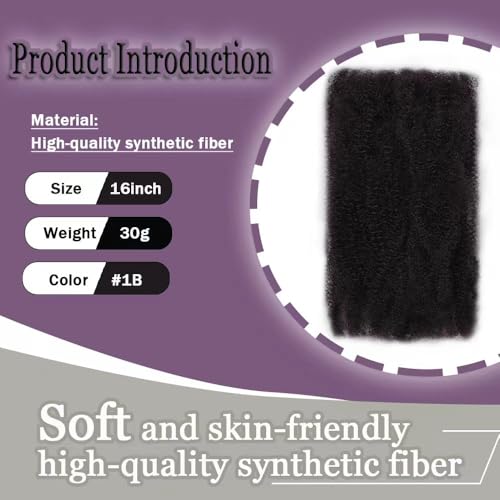 16 Inch Afro Kinky Curly Braiding Hair - 4PC #1B Synthetic Bulk